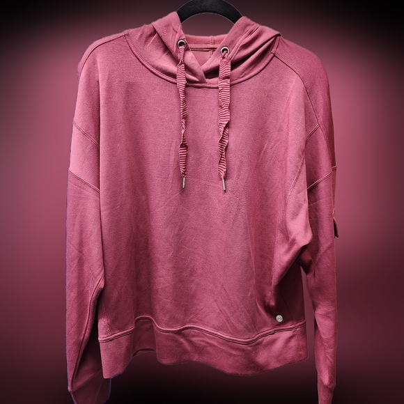 Apana Tops - Womens Maroon Apana Lightweight Hoodie Sweatshirt Large Yoga Fitness Soft